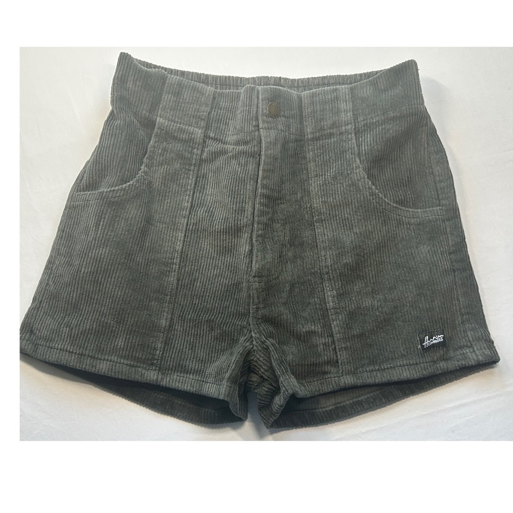 Hammies Corduroy Shorts Women 28 Gray Retro High Waist
